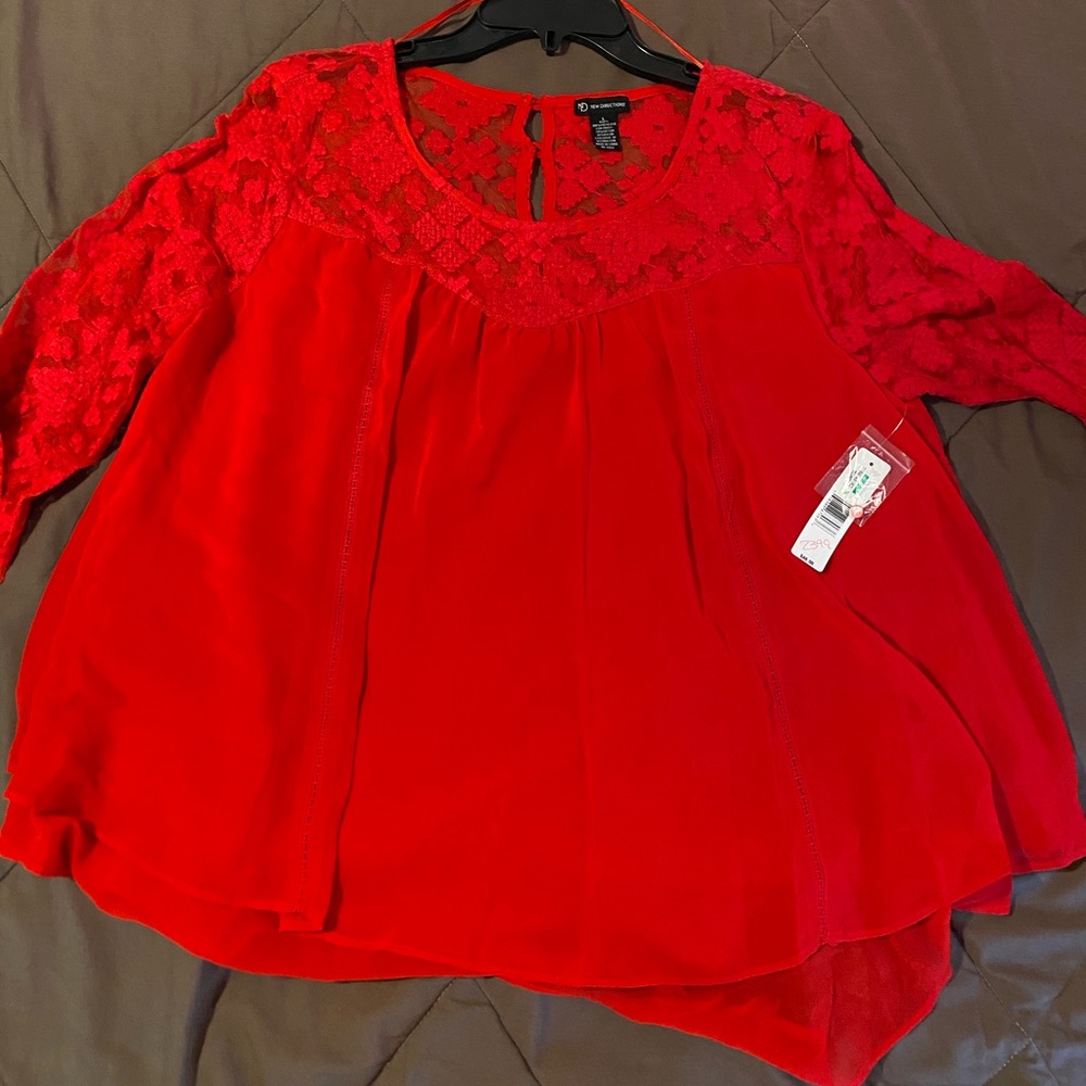 New Direction Lace Bodice Blouse NWT large